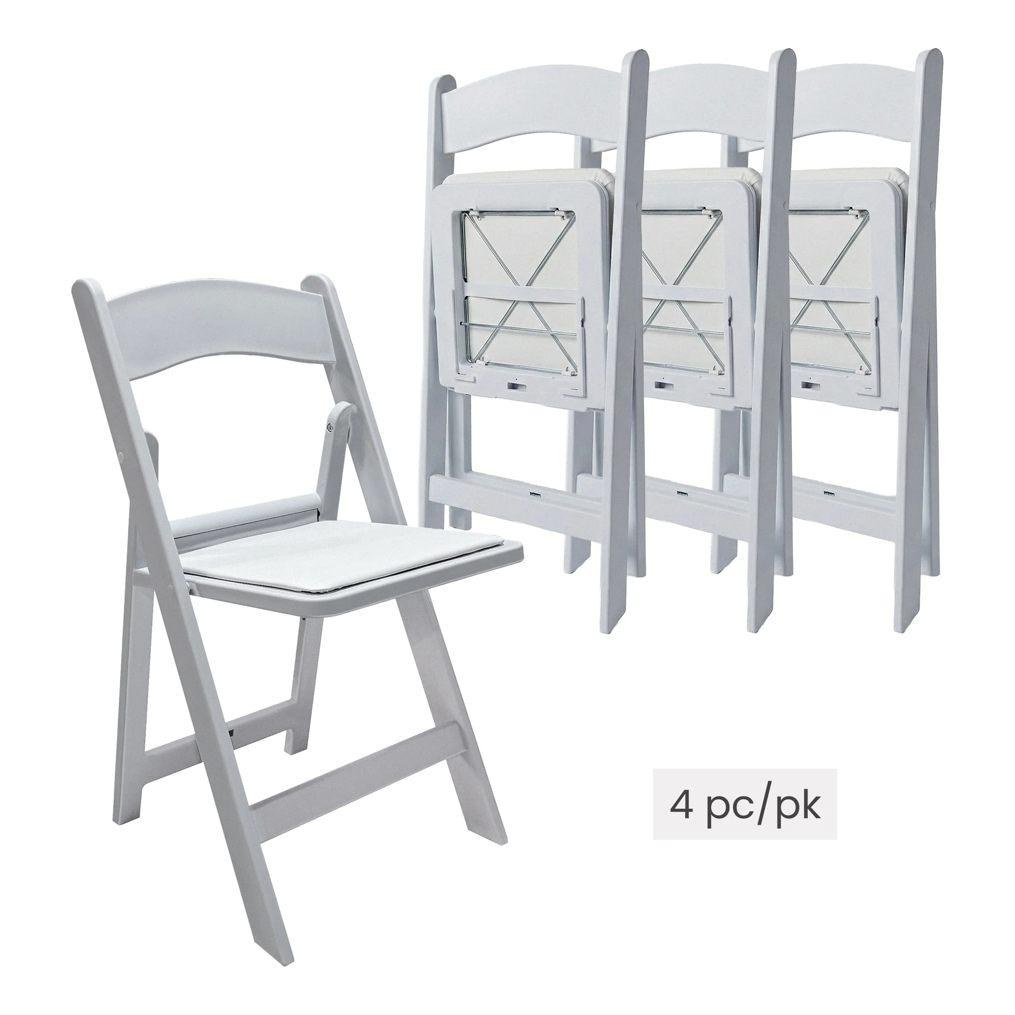 White Resin Folding Chair 4pc/pk - Image 2
