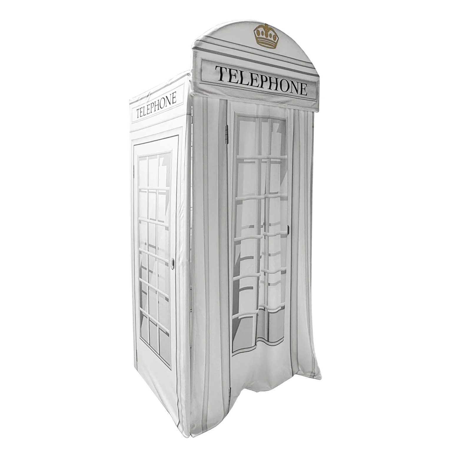 White Telephone Booth Printed Backdrop Spandex Cover - Image 3