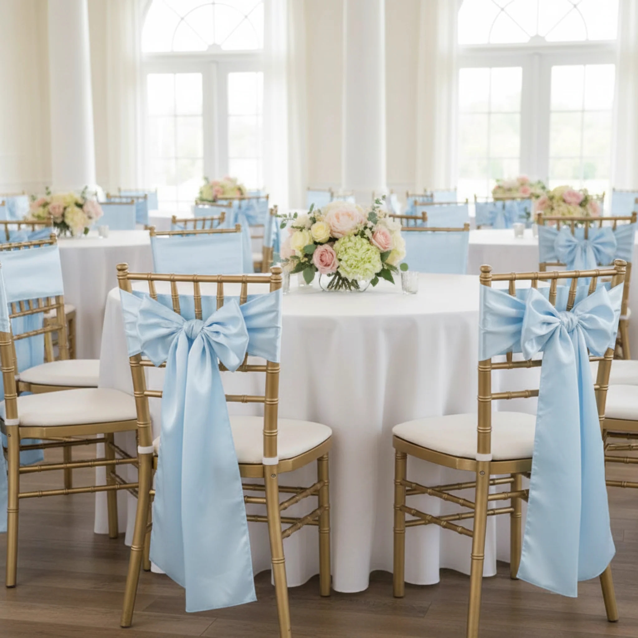 Wide Satin Chair Sash - Baby Blue - Image 4
