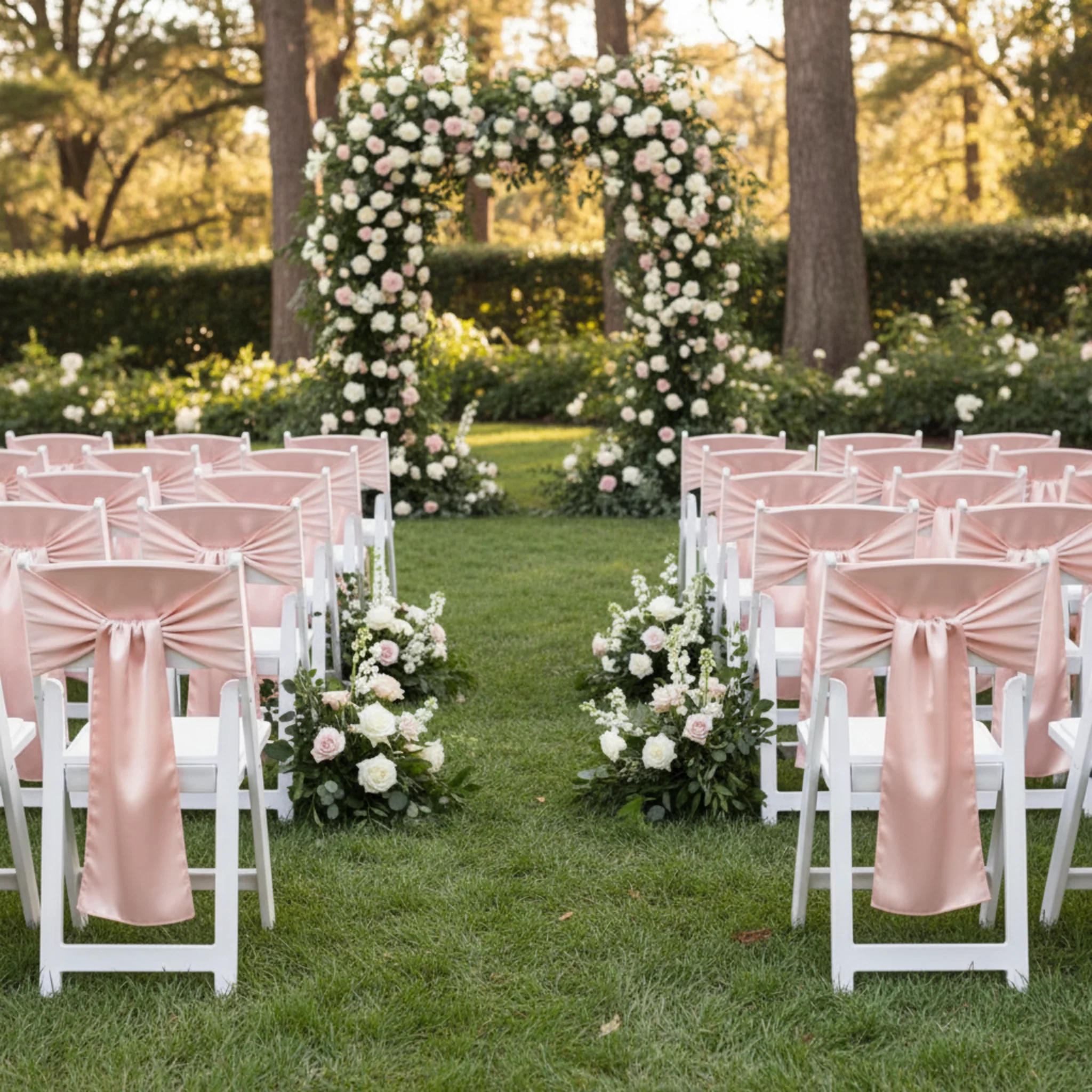 Wide Satin Chair Sash - Blush/Rose Gold - Image 2