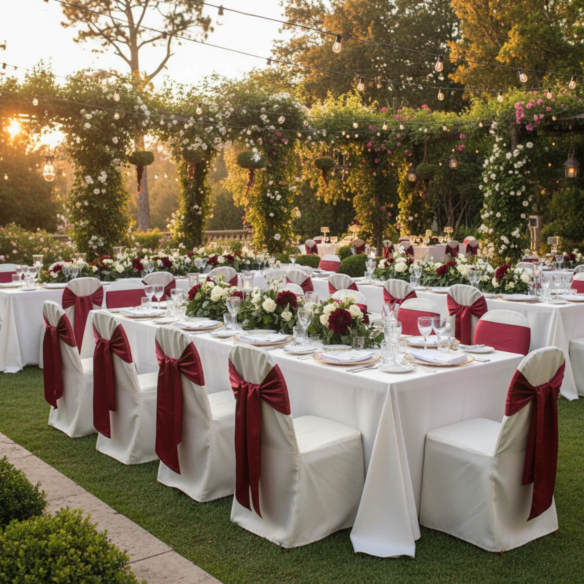 Wide Satin Chair Sash - Burgundy - Image 4