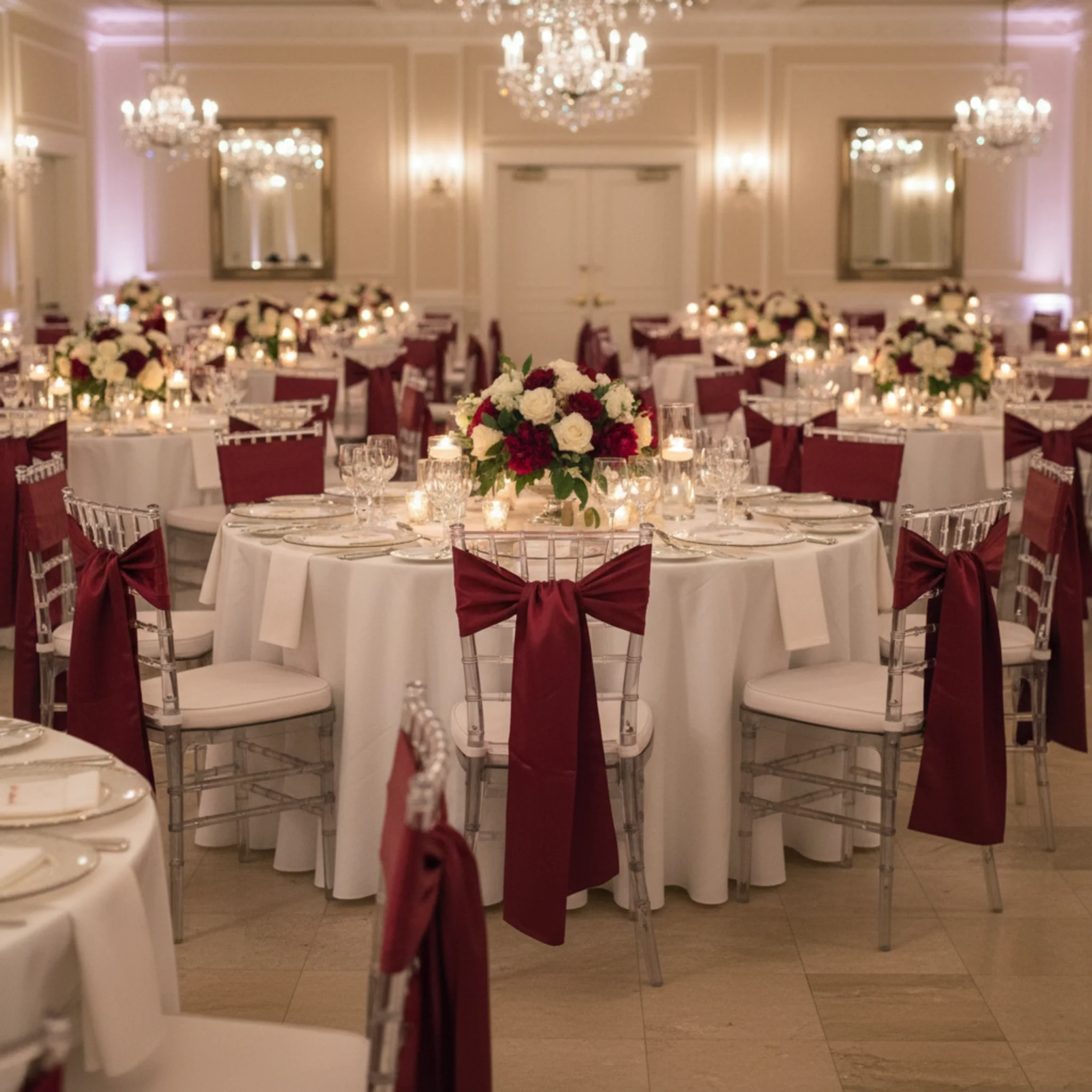 Wide Satin Chair Sash - Burgundy - Image 5