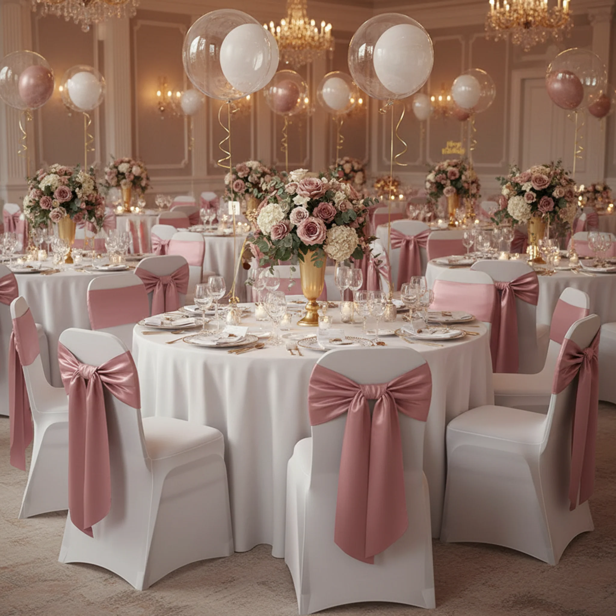 Wide Satin Chair Sash - Dusty Rose/Mauve - Image 3