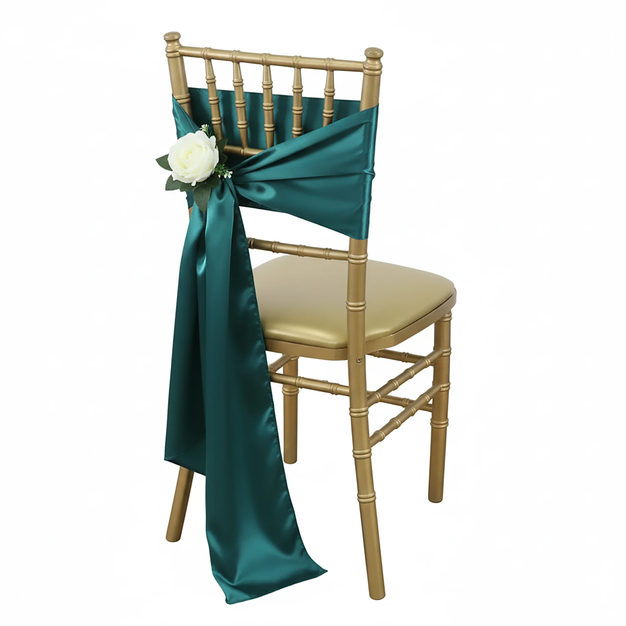 Wide Satin Chair Sash - Peacock - Image 2