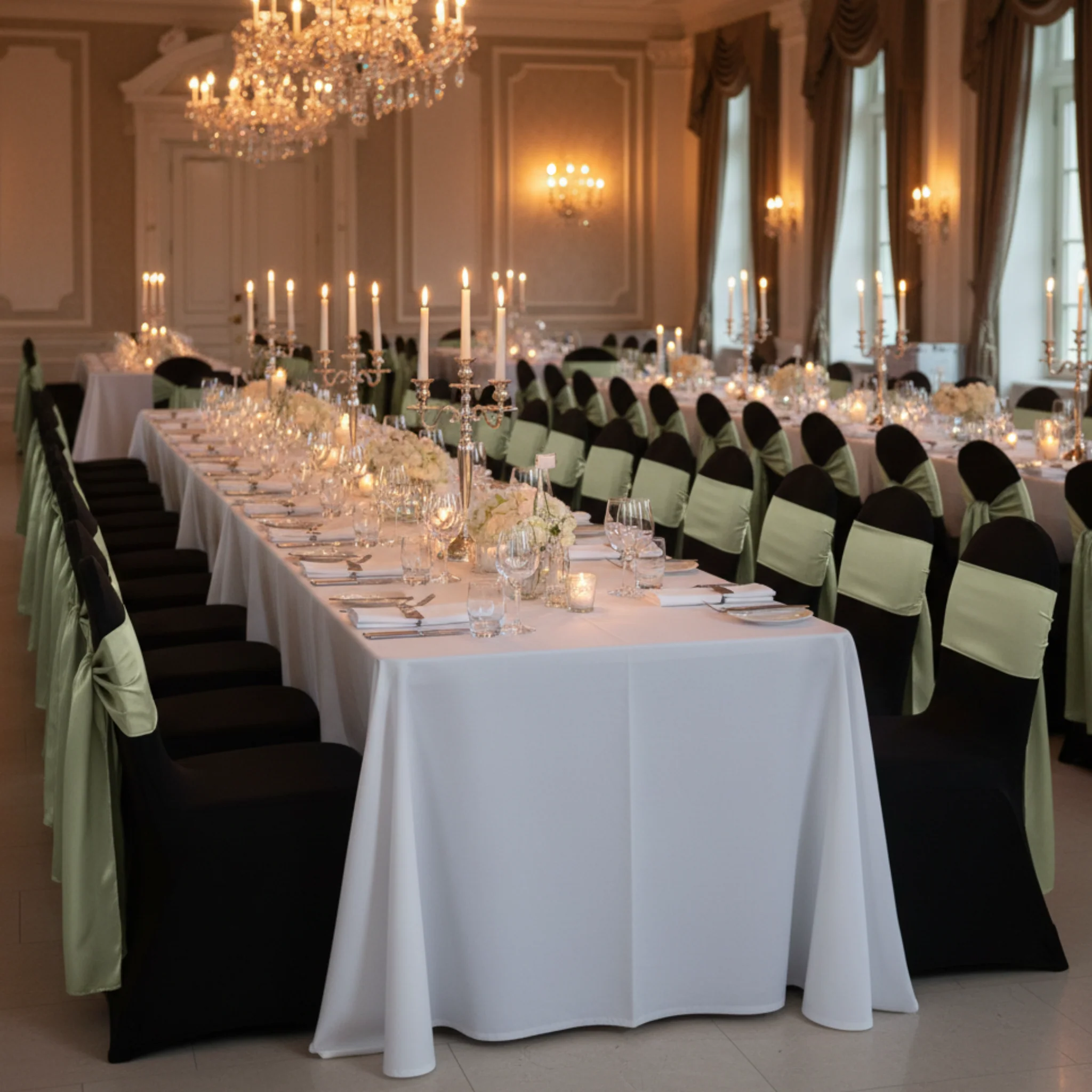 Wide Satin Chair Sash - Sage Green - Image 4
