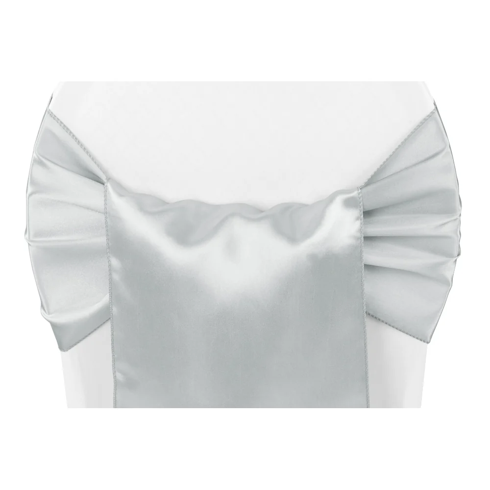 Wide Satin Chair Sash - Silver