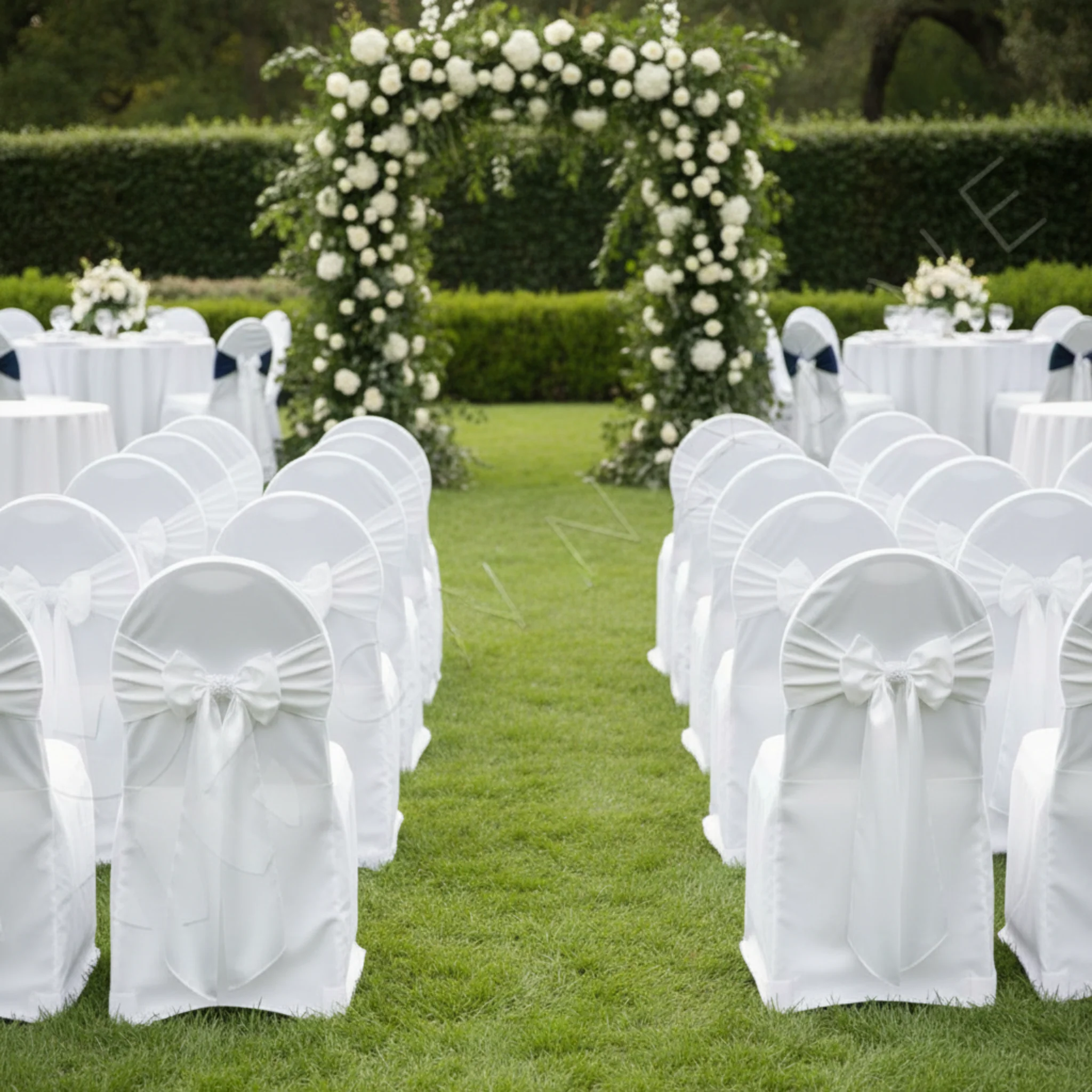 Wide Satin Chair Sash - White - Image 3
