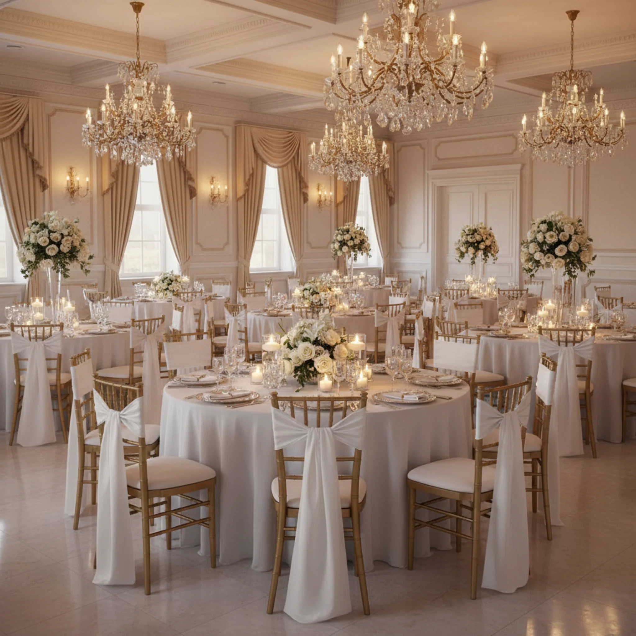 Wide Satin Chair Sash - White - Image 4